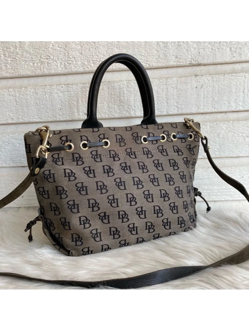 DOONEY & BOURKE Signature Y2K Monogram tote Satchel Black Grey